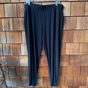 Eileen Fisher Black Stretch Knit Track Pant in Women's Large